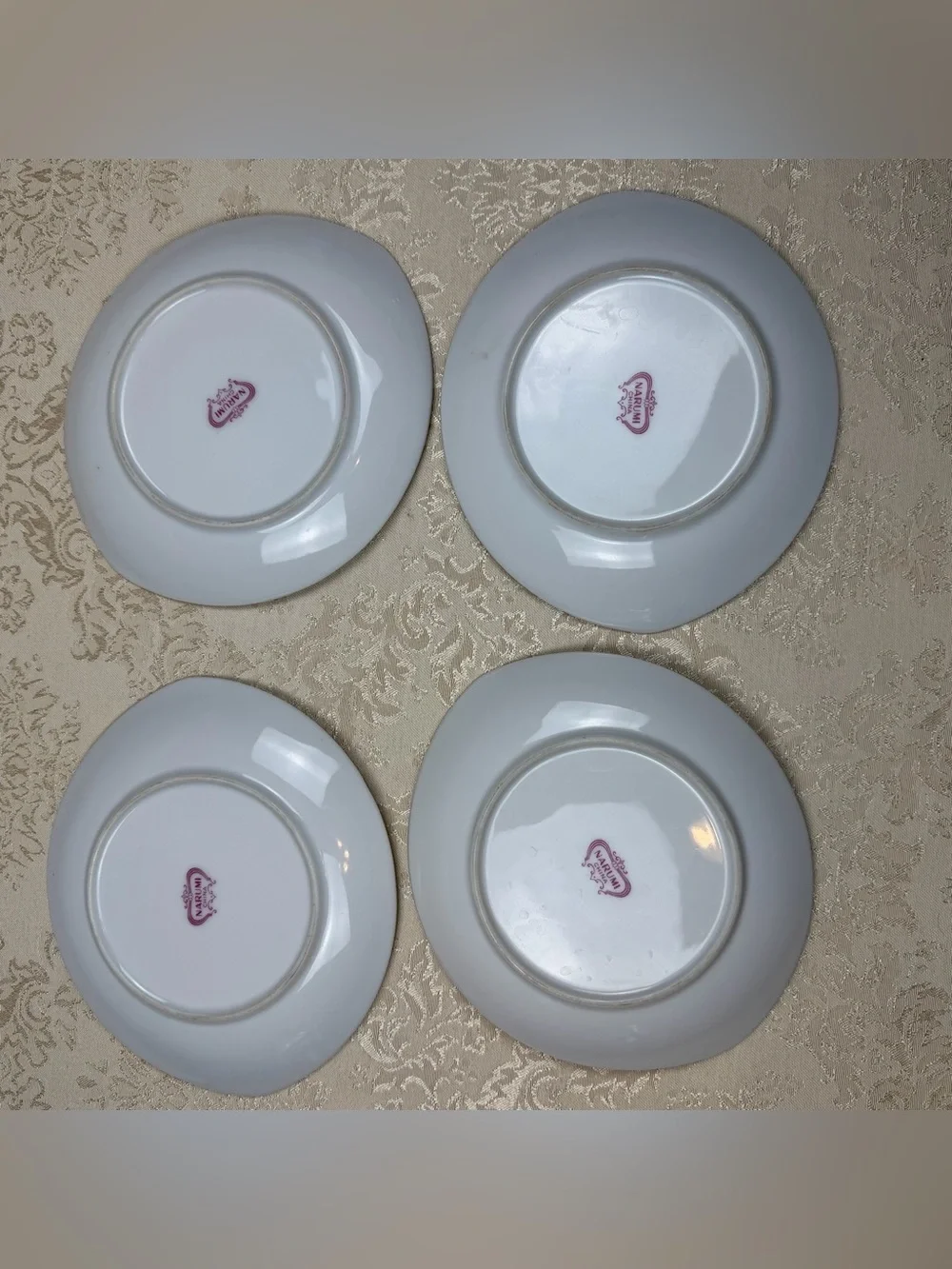 Vintage Narumi Fine China Dessert Plates with Red Rose Floral Pattern - Set of 4